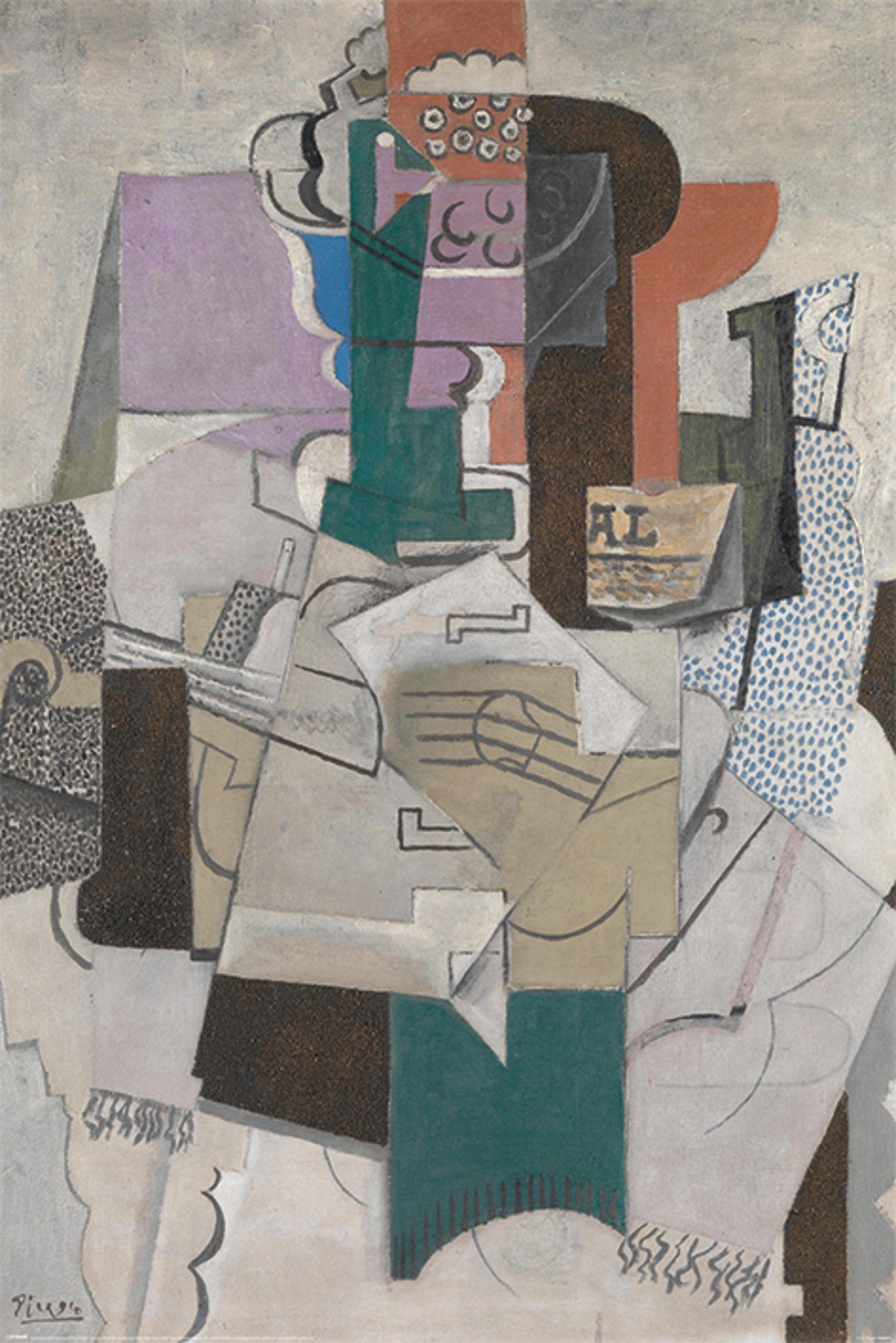 Pyramid Picasso Fruit Dish Bottle and Violin Poster 61x91,5cm | Posters.nl